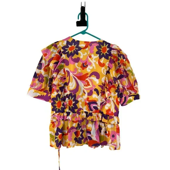 J.Crew Collection Ratti Floral Wrap Blouse Womens L AW532 NWT Cotton Ruffle Top - Picture 12 of 16